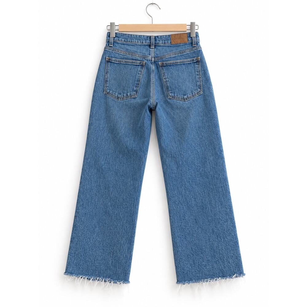 90s Minimalist Capsule Raw Hem Madewell Perfect Vintage Straight Crop Jeans 27 - Picture 6 of 14